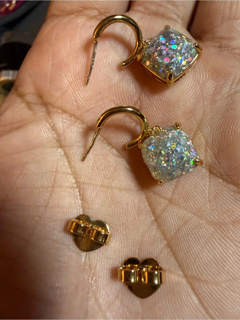 kate spade Gold-Plated Iridescent Druzy Drop Earrings